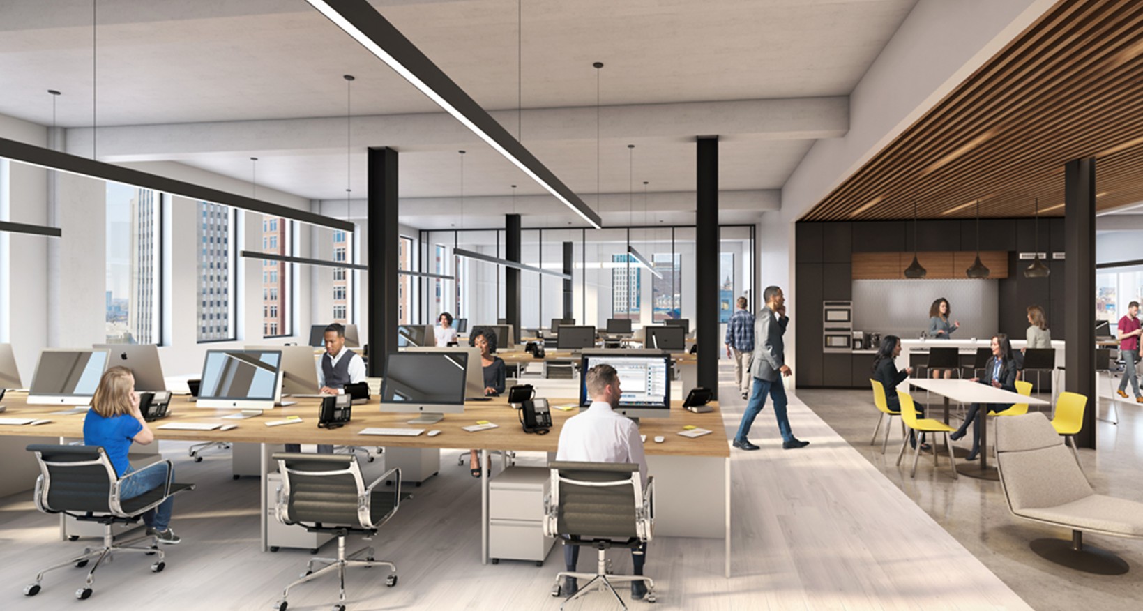 Nous louons dans le luxueux Centre Azur 750 m² d’espaces de bureau  situés au 5e étage et entièrement rénovés.